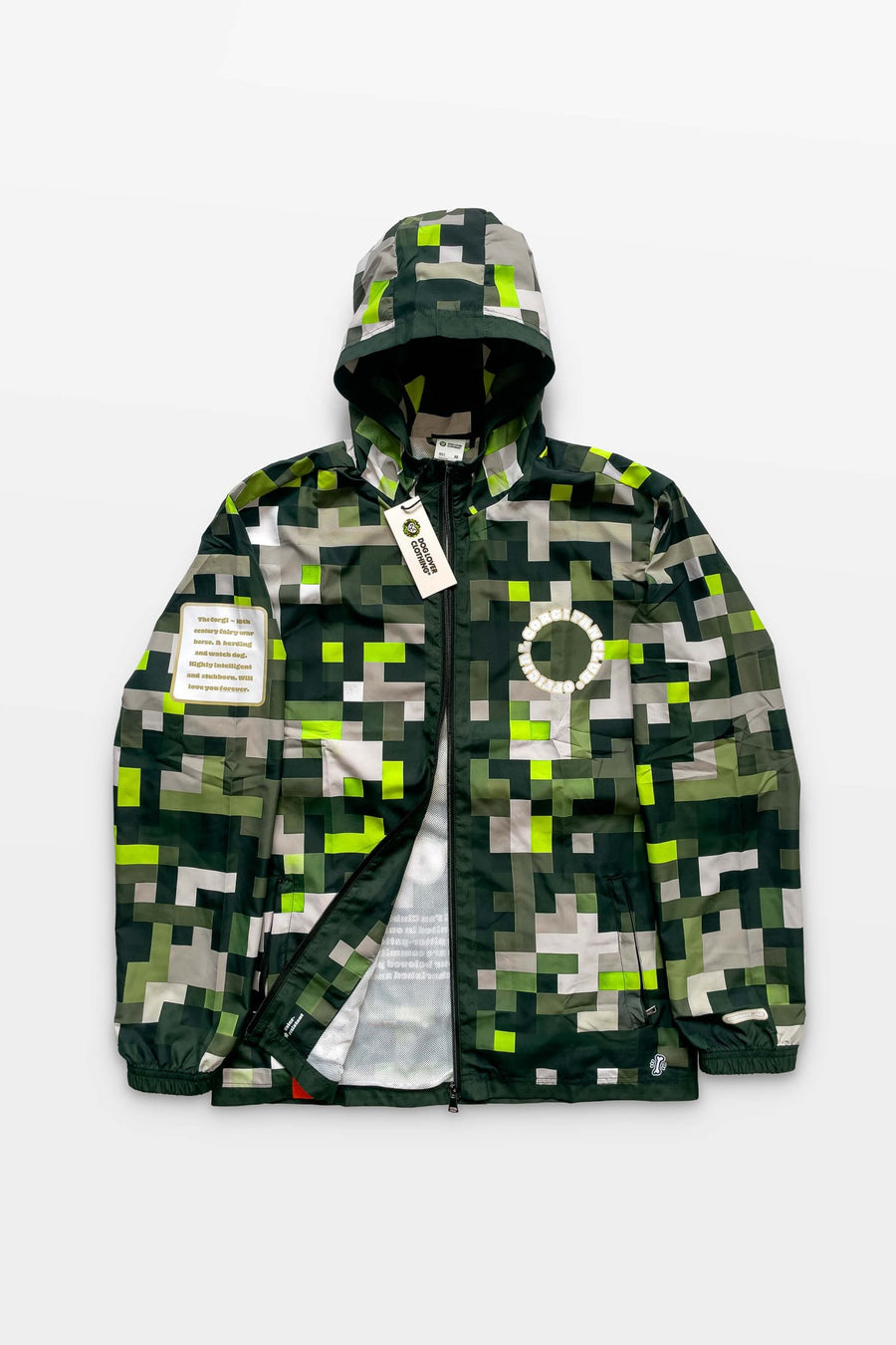 Dogwalker Rain Jacket from WOOF worn zipped up, front view