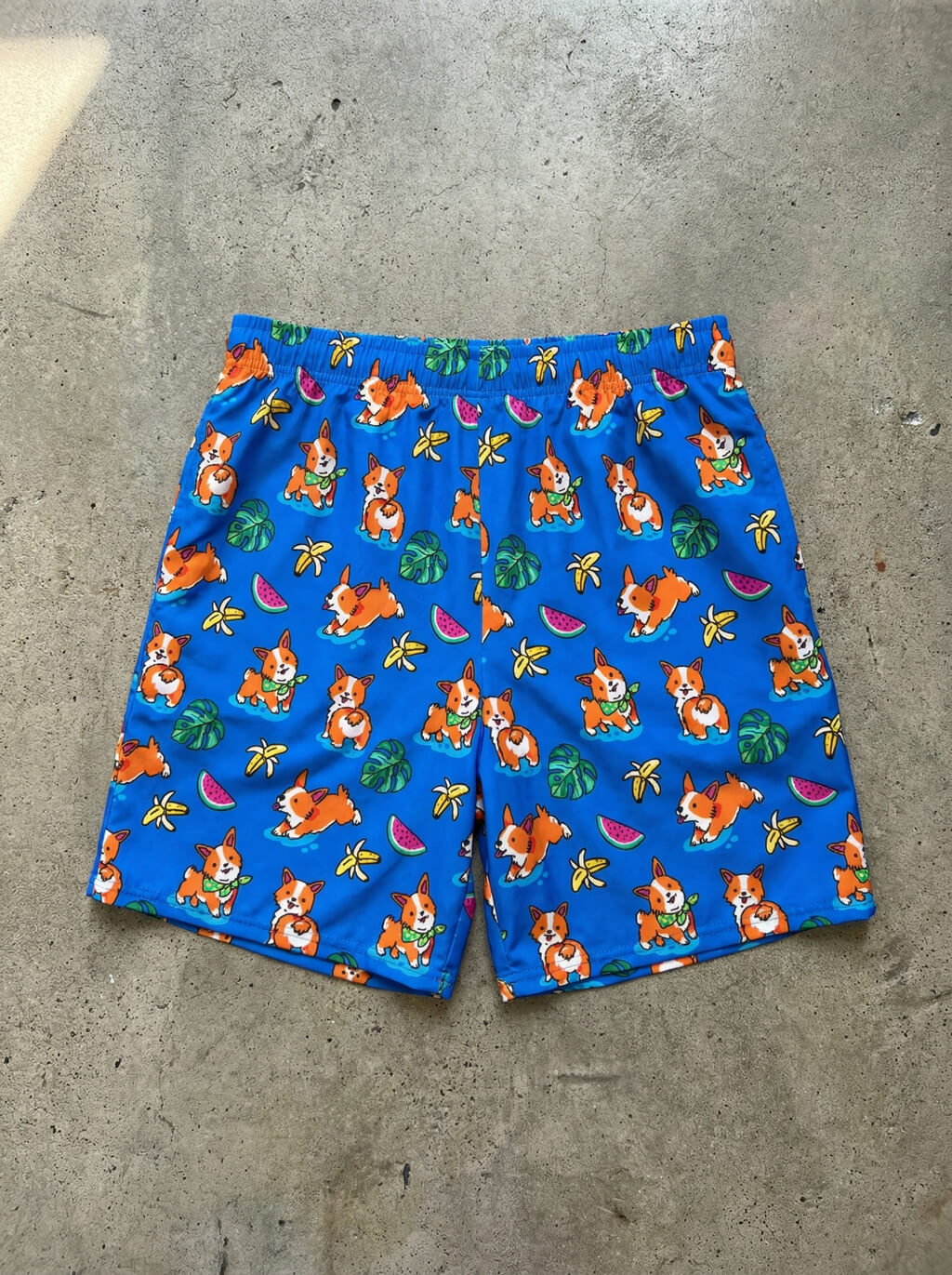 Tropical Corgi Beach Party Premium Swim Shorts