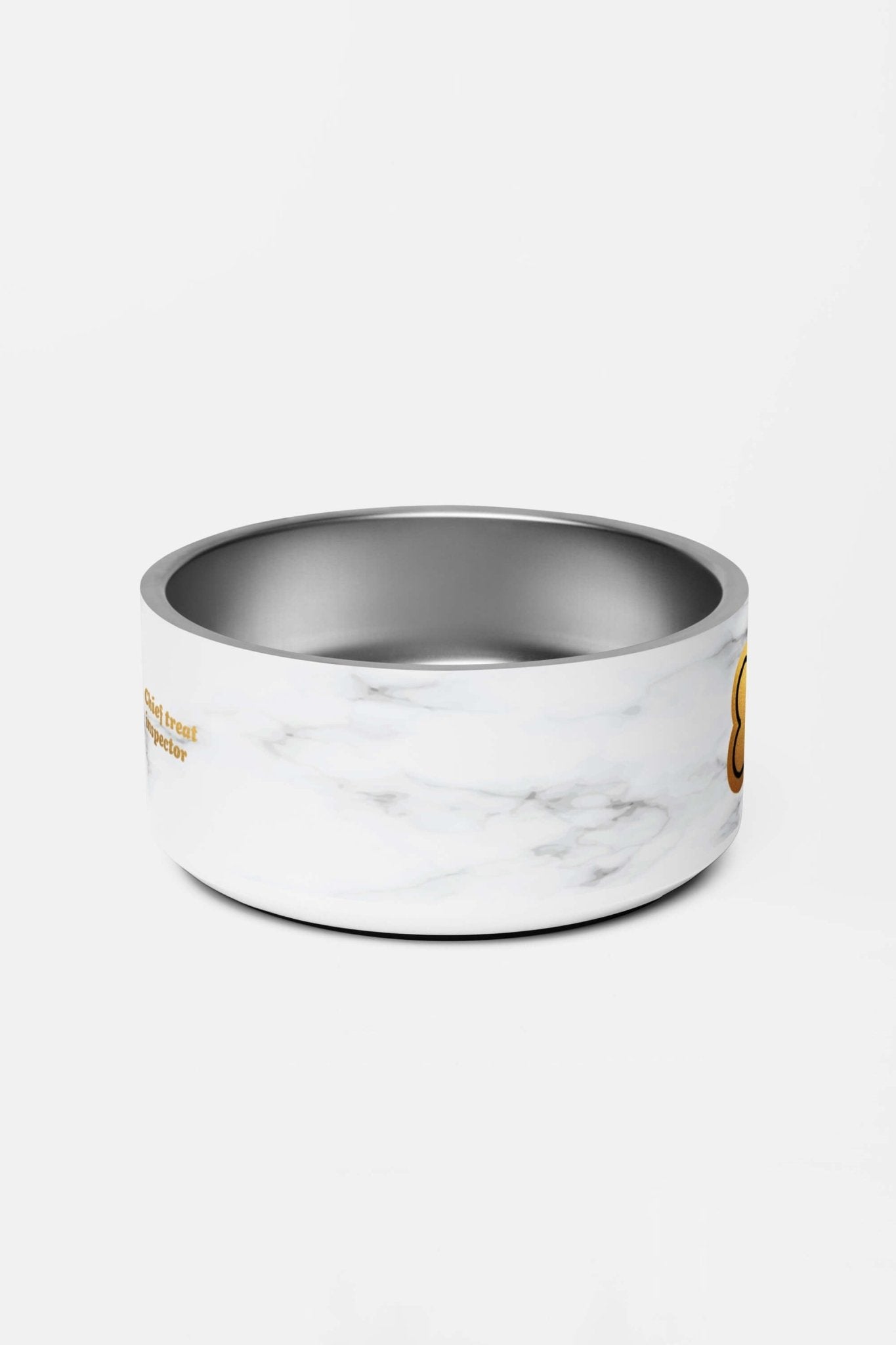 Customizable Marble & Gold Dog Pet Bowl.