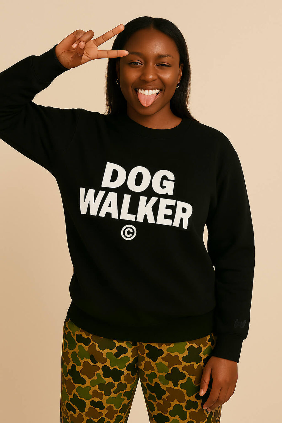 Black Dog Walker Sweatshirt from WOOF, alternate front view