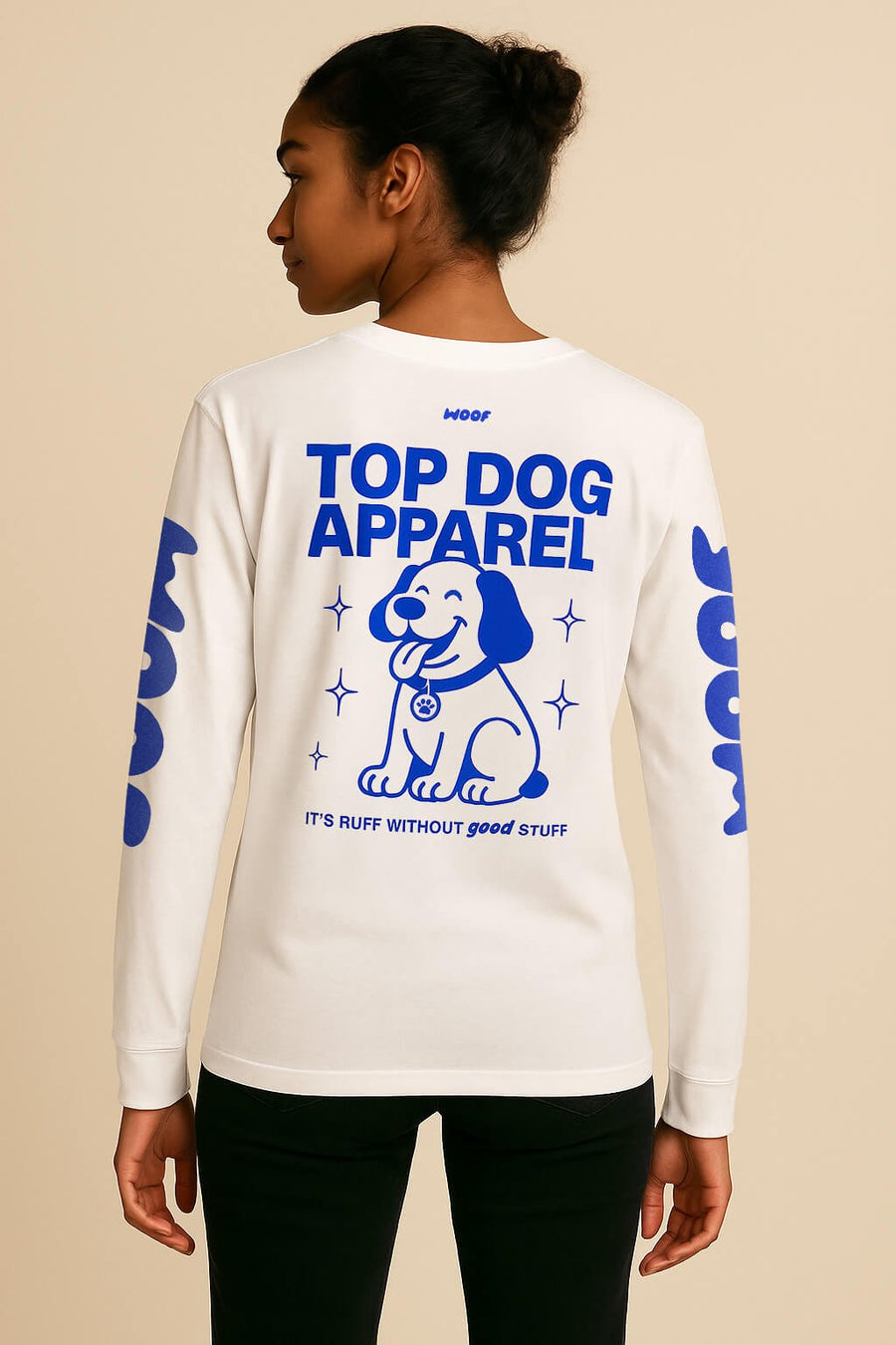 White Top Dog Apparel long sleeve T-Shirt from WOOF, rear print detail