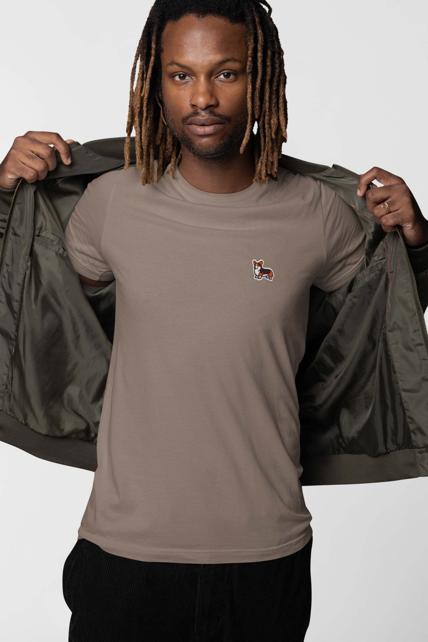 Tricolor Corgi Bobtail Buddy T-Shirt - Dogloverclothing.com