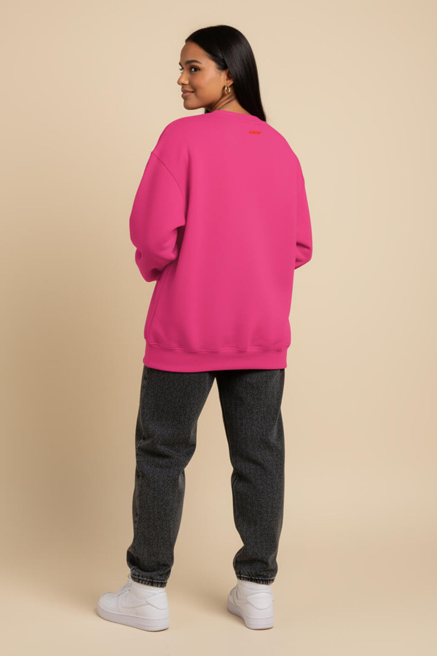 Back of the pink Can I Pet Your Dog Sweatshirt from WOOF