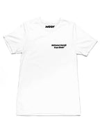 White Official Corgi Fan Club T-Shirt from WOOF, front view of the badge