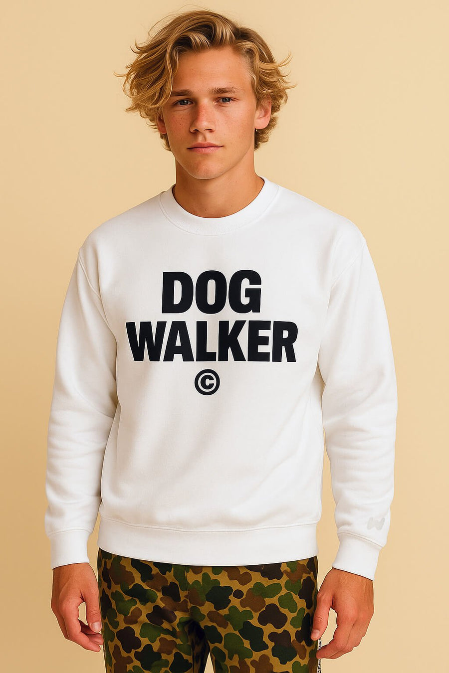 White Dog Walker Sweatshirt from WOOF, front view