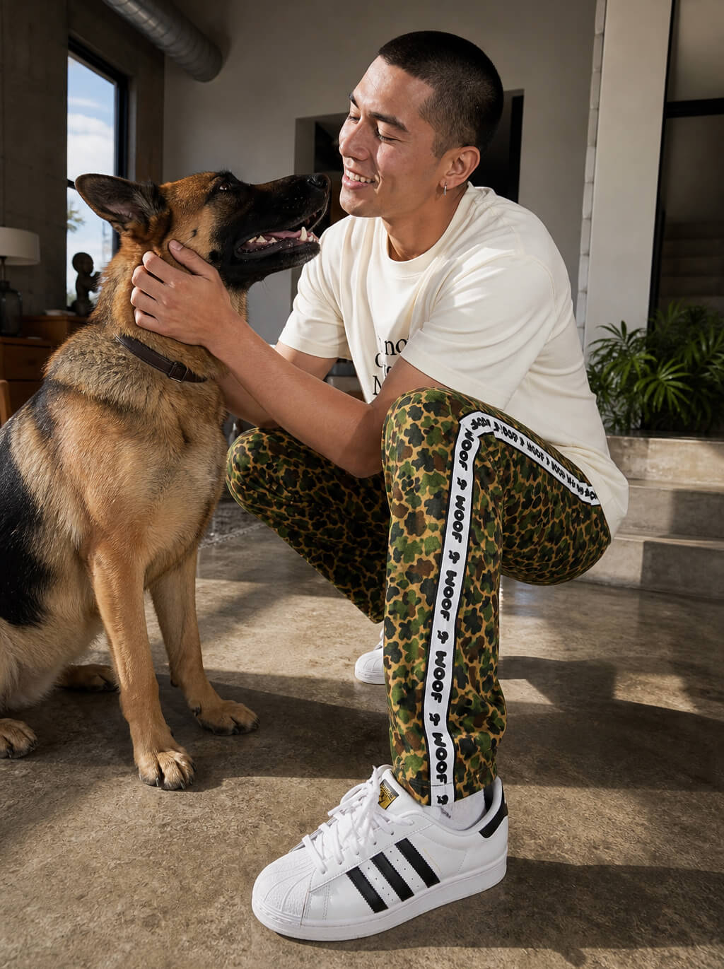 Camo Wide-Leg Unisex Paw Print Joggers