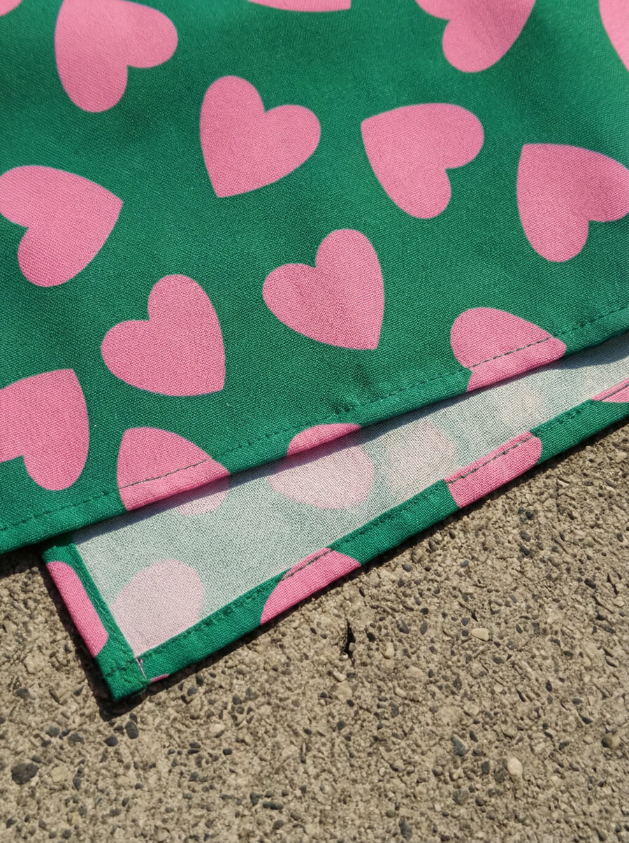 Fabric and edge detail on the Valentines dog bandana from WOOF