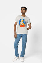 A person in a Best Dog Supreme Tribute Unisex T-Shirt by Dogloverclothing.com, light gray and made of premium cotton, featuring Space Jam: A New Legacys Bugs Bunny. Paired with blue jeans against a plain white background, they exude casual comfort ideal for dog lovers.