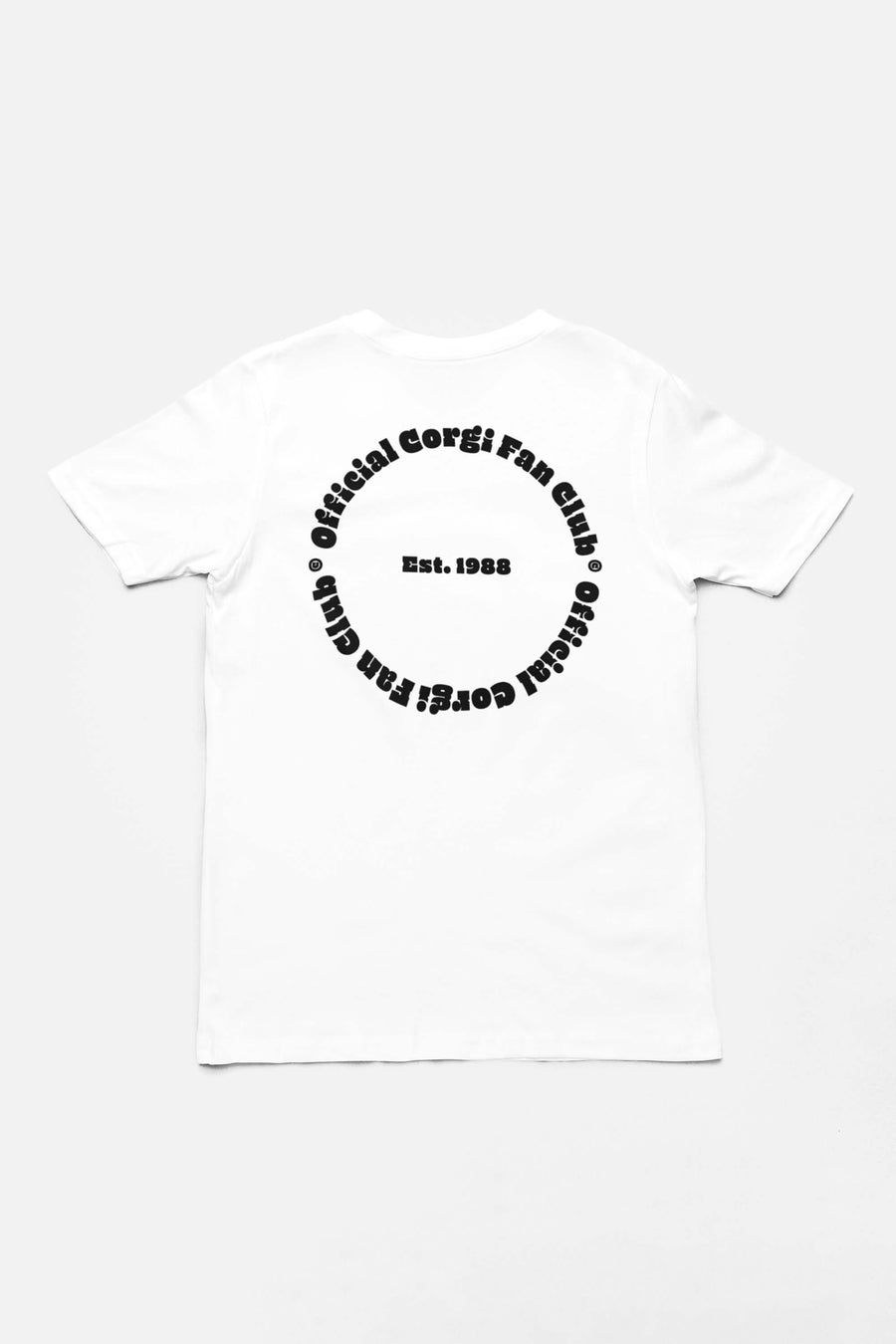 Back view of the white Corgi Fan Club T-Shirt from WOOF