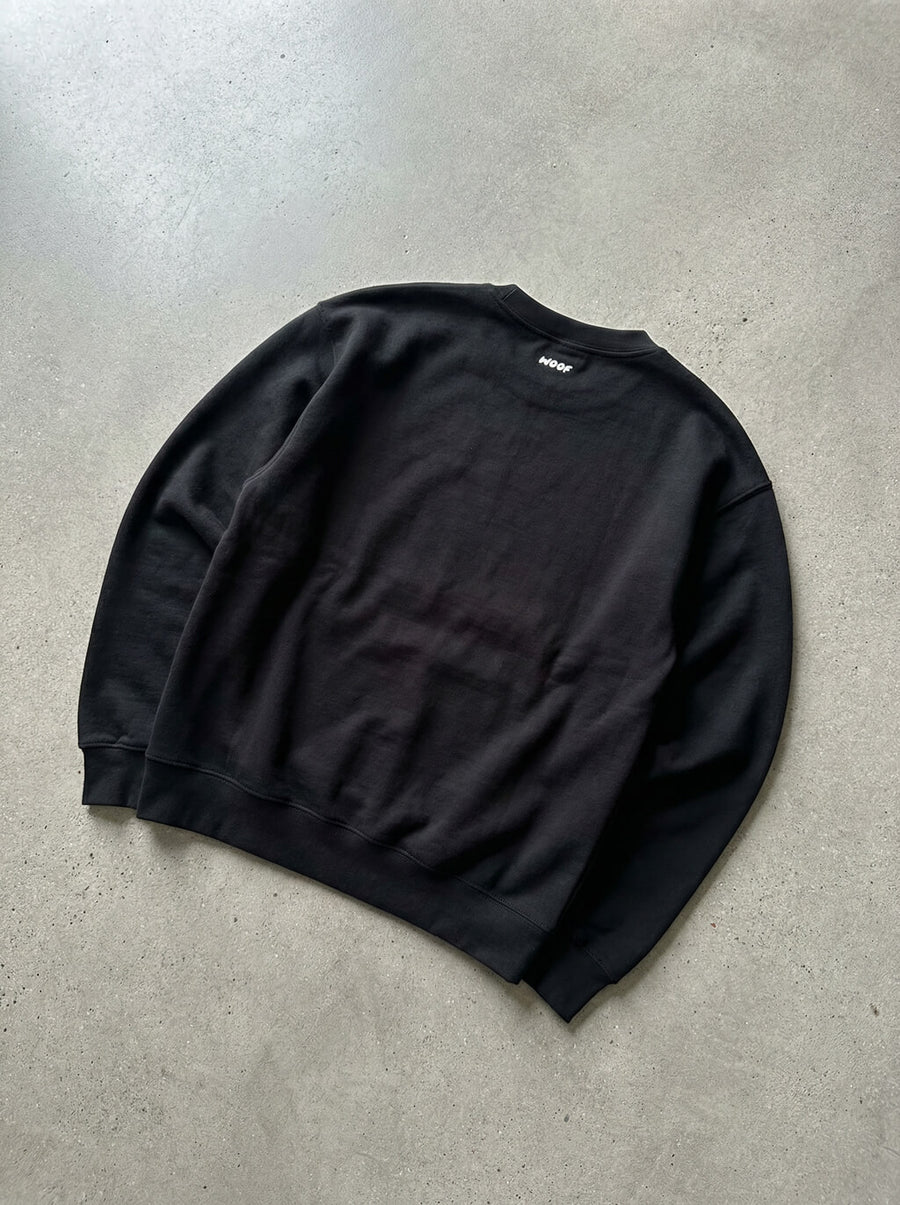 Back view of the black Pawsitive Vibes Corgi Sweatshirt from WOOF