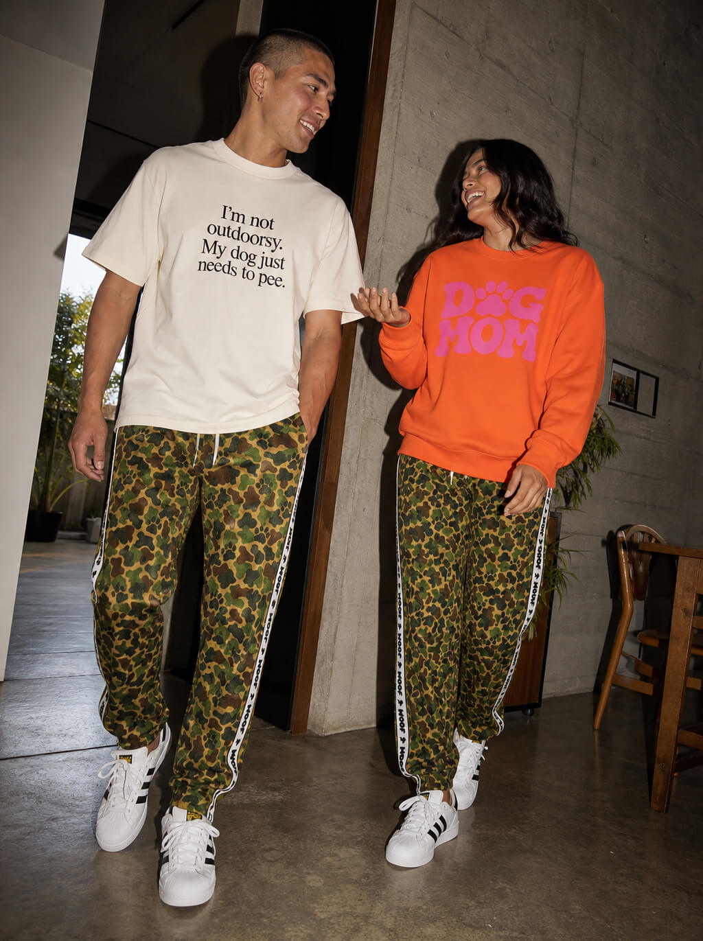 Camo Wide-Leg Unisex Paw Print Joggers