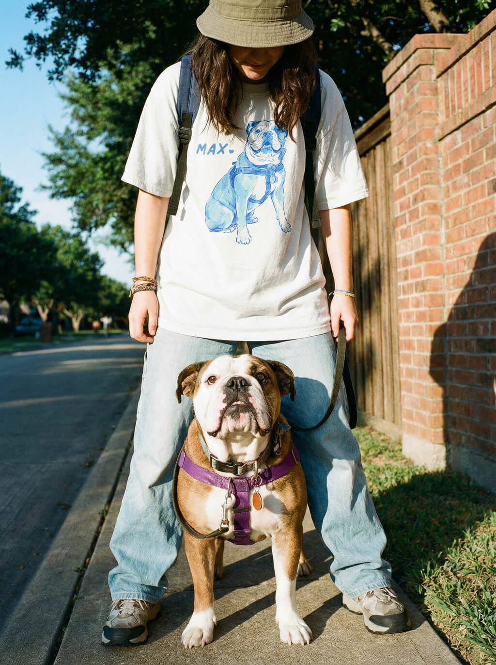 Custom Dog Caricature Unisex Heavyweight T-Shirt