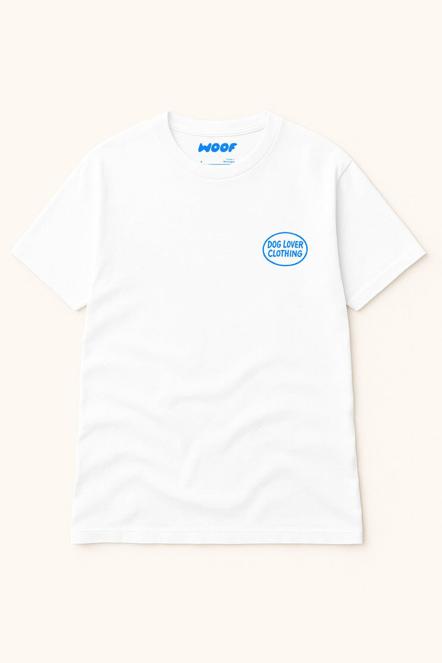 White Retro Life is Better with a Dog T-Shirt from WOOF laid flat