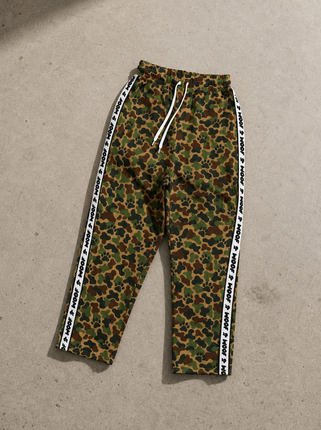 Camo Wide-Leg Unisex Paw Print Joggers