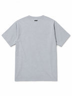 Back of the Bat Ears Frenchie oversized Halloween T-shirt in Light Washed Denim with small WOOF logo below the collar