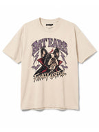 Bat Ears Frenchie oversized Halloween T-shirt in Vintage White featuring a vampire French Bulldog, front view