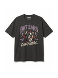 Bat Ears Frenchie oversized Halloween T-shirt in Washed Black featuring a vampire French Bulldog, front view