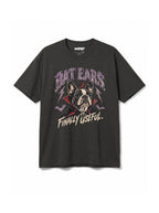 Bat Ears Frenchie oversized Halloween T-shirt in Washed Black featuring a vampire French Bulldog, front view