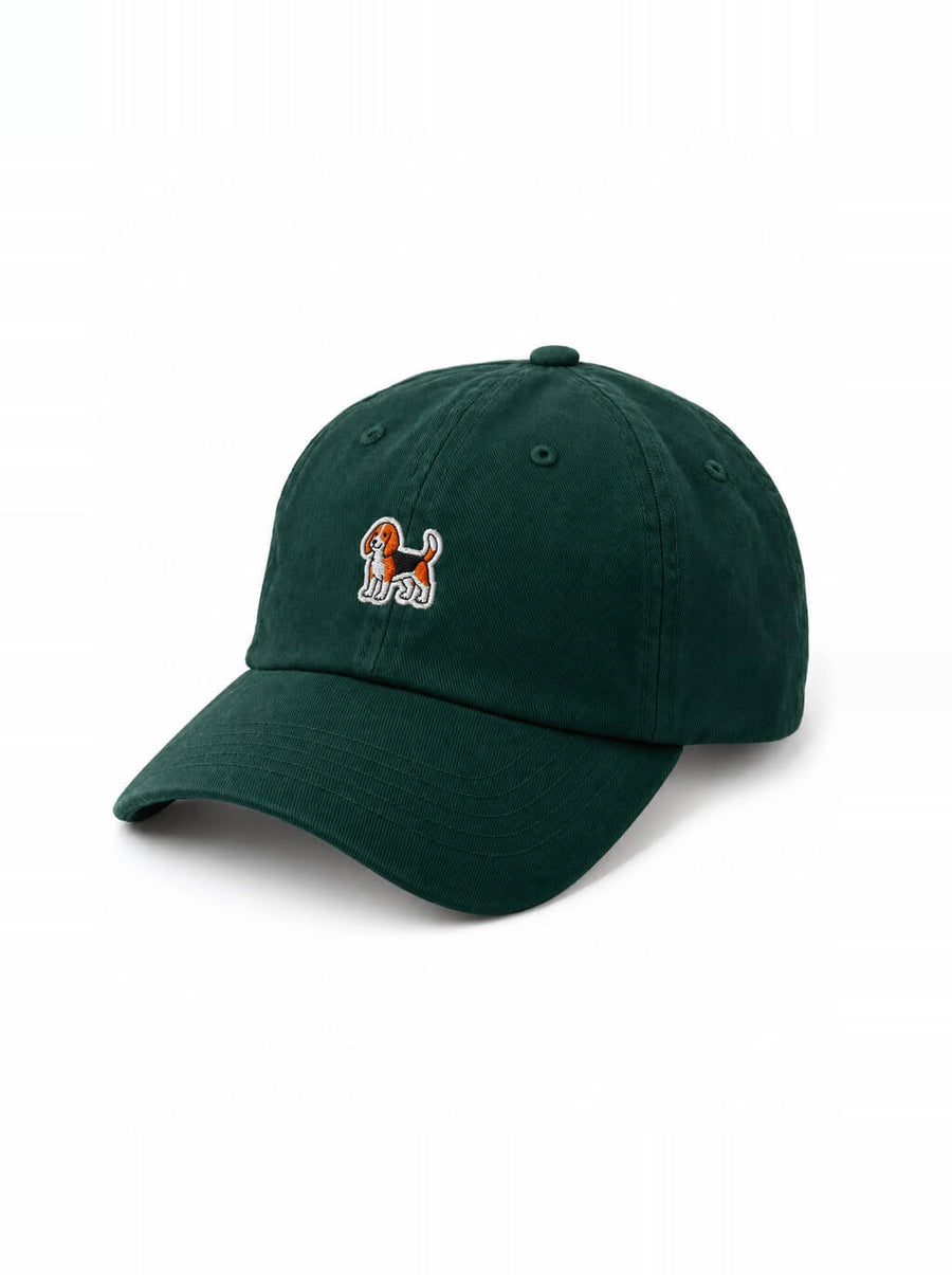 Spruce Beagle Cap from WOOF with the embroidered Beagle on the front