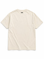Back of the Boo Crew Frenchie oversized Halloween T-shirt in Vintage White with small WOOF logo below the collar