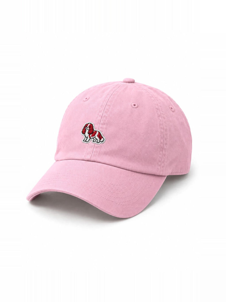 Pink Cavalier King Charles Spaniel Cap from WOOF with the embroidered Cavalier King Charles Spaniel on the front