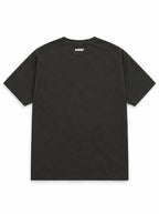 Back of the Chihuahua Halloween oversized T-shirt in Washed Black with small WOOF logo below the collar