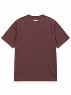 Back of the Chihuahua Halloween oversized T-shirt in Washed Maroon with small WOOF logo below the collar