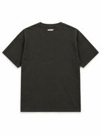 Back of the Cute Great Dane Halloween oversized T-shirt in Washed Black with small WOOF logo below the collar