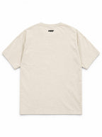 Back of the Ghost Corgi oversized Halloween T-shirt in Vintage White with small WOOF logo below the collar