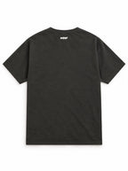 Back of the Greyhound & Whippet Halloween oversized T-shirt in Washed Black with small WOOF logo below the collar