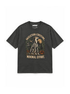 Greyhound & Whippet Halloween oversized T-shirt in Washed Black featuring a Greyhound in a skeleton costume, front view