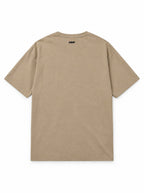 Back of the Husky Halloween oversized T-shirt in Khaki with small WOOF logo below the collar