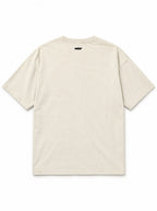 Back of the Mummy Dachshund oversized Halloween T-shirt in Vintage White with small WOOF logo below the collar