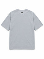 Back of the Spooky Great Dane oversized Halloween T-shirt in Light Washed Denim with small WOOF logo below the collar