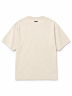 Back of the Trick or Treat Corgi oversized Halloween T-shirt in Vintage White with small WOOF logo below the collar